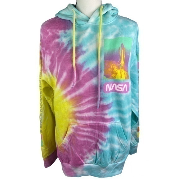 Nickelodeon Hyper Space NASA Sweatshirt Womens Size M Tie Dye Hoodie Sweatshirt - Picture 1 of 16